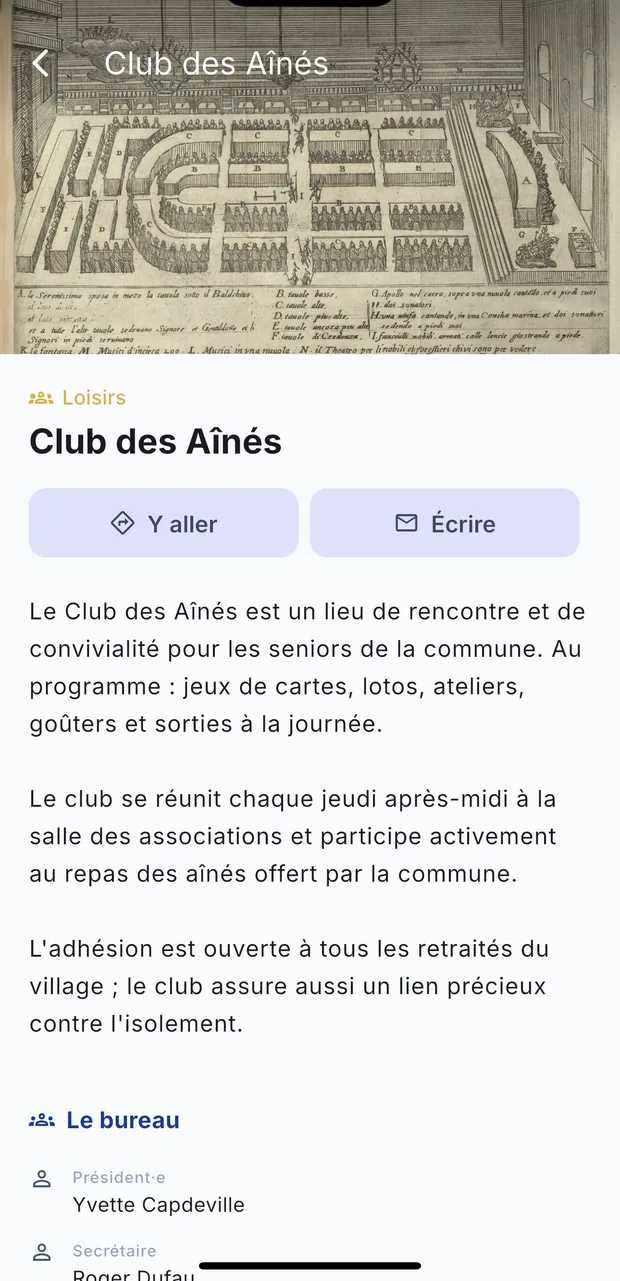 Une fiche complète : description, bureau, contact et itinéraire.