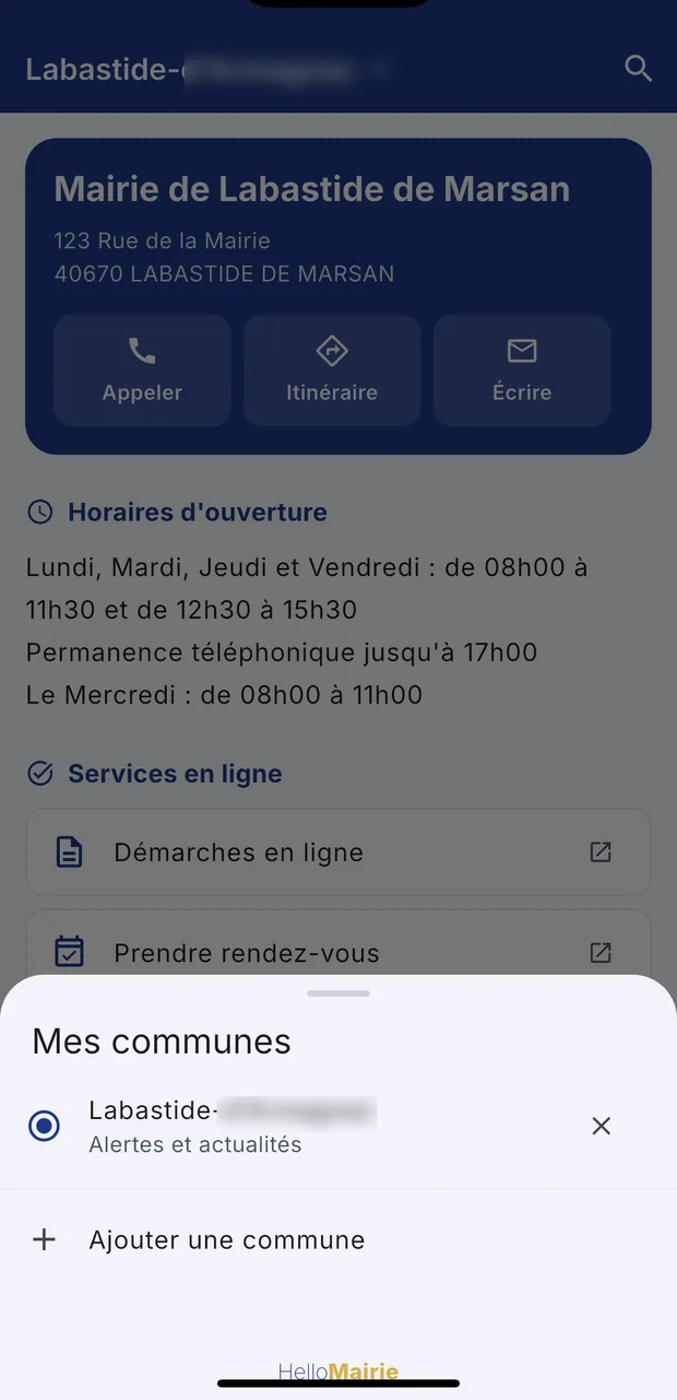 Le panneau « Mes communes ».