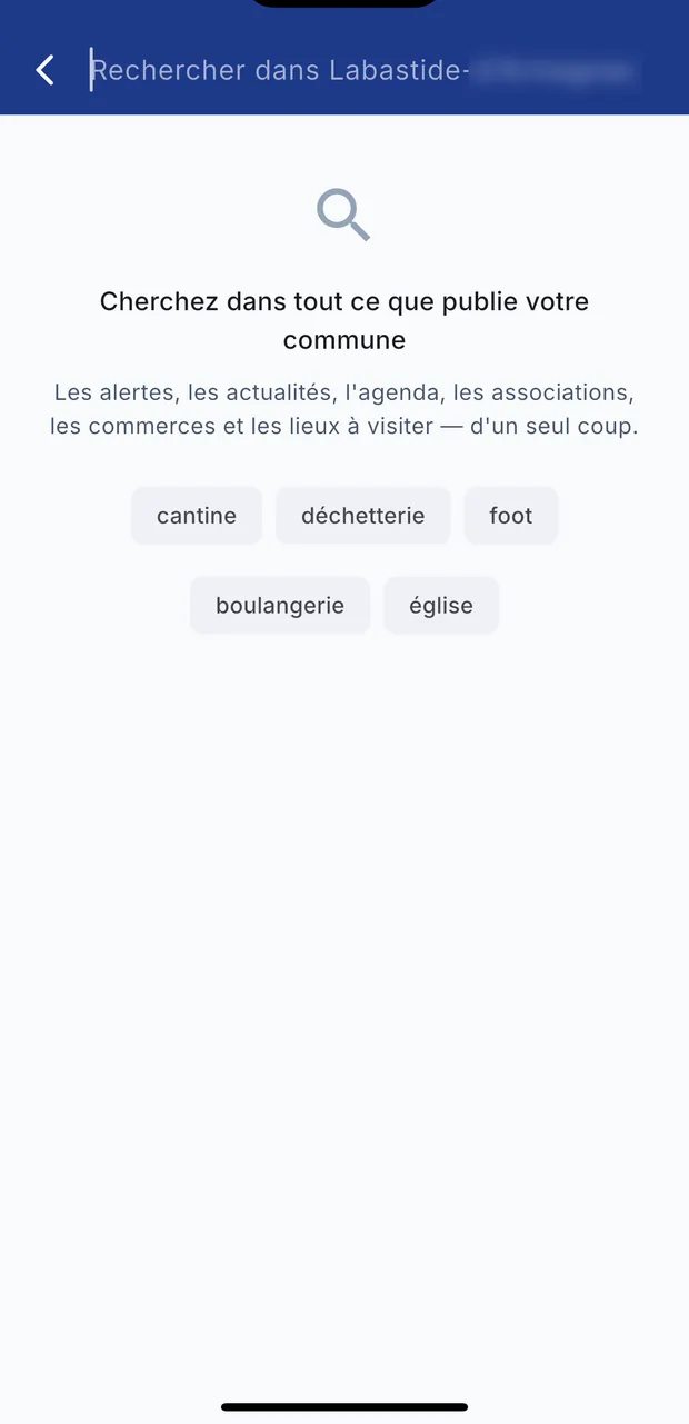 La recherche dans l'application.