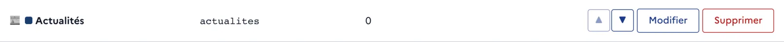 Une catégorie d’articles dans la liste : nom, emoji, couleur et nombre d’articles.
