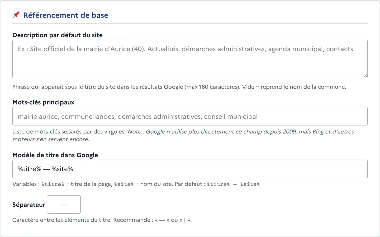 La carte « Référencement de base » du SEO éditorial.